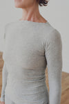 BASERANGE Ribbed cotton long-sleeve top TTPAL-RB-000 GREY MELANGE